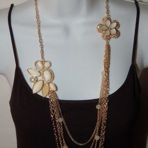 Jack E Ohs White Flower and Beaded Necklace